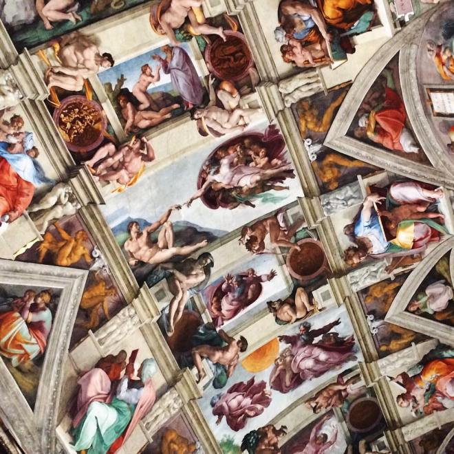 Part of the beautiful ceiling of the Sistine Chapel.