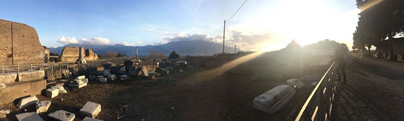 Another panorama with ruins of a superstitious ground. Click to zoom in and see the beautiful landscape. Just behind the mountains lies the Amalfi coast.